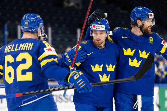 Joel Kellman, Rasmus Asplund and Adam Larsson of Sweden