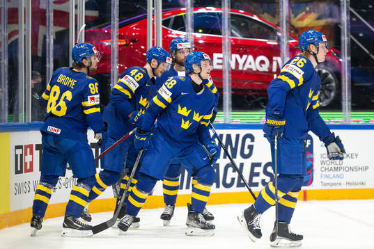 Anton Bengtsson of Sweden celebrates the 3-0 goal