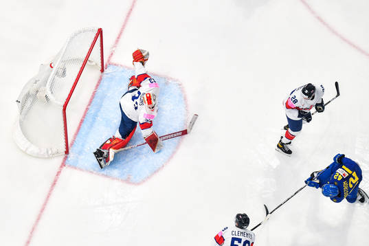 Joakim Nordström of Sweden scores the 2-0 goal behind
