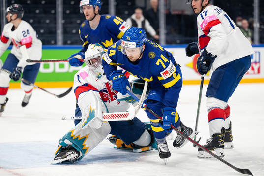 Goaltender Jackson Whistle of Great Britain and Rasmus