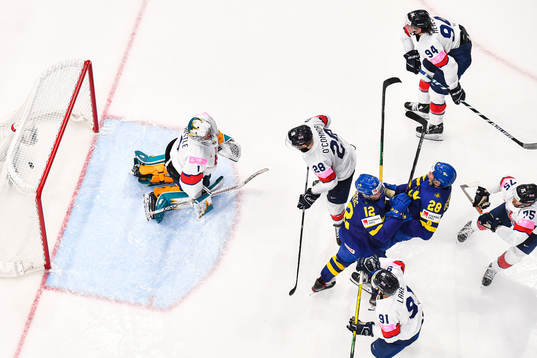Anton Bengtsson of Sweden collides with Max Friberg