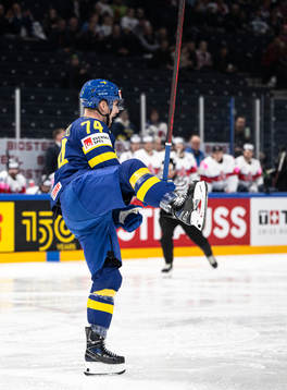 Rasmus Asplund of Sweden celebrates the 1-0 goal