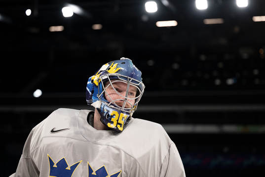 Goaltender Oscar Dansk of Sweden