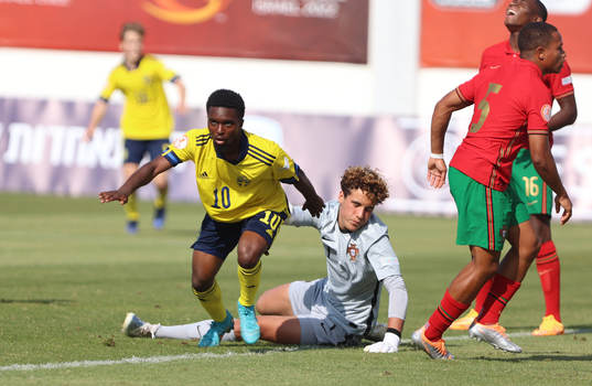 Jardell Kanga of Sweden has scored 1-0