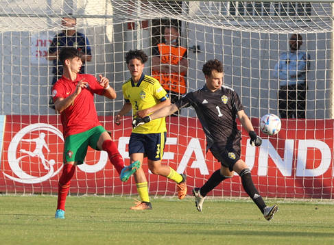 Goalkeeper Elis Bishesari of Sweden