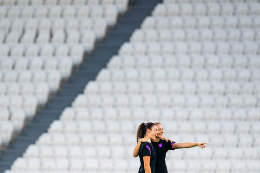 Ingrid Syrstad Engen and Fridolina Rolfö of Barcelona