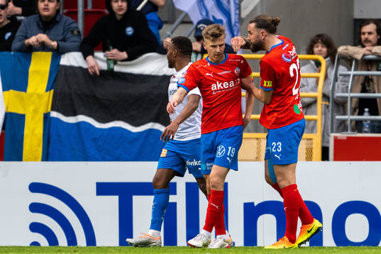 Helsingborgs Lucas Lingman och Ali Suljic