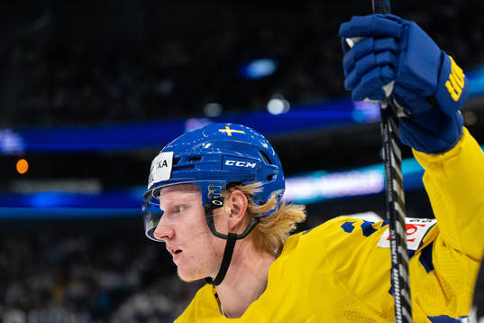 Rasmus Dahlin of Sweden celebrates 0-1