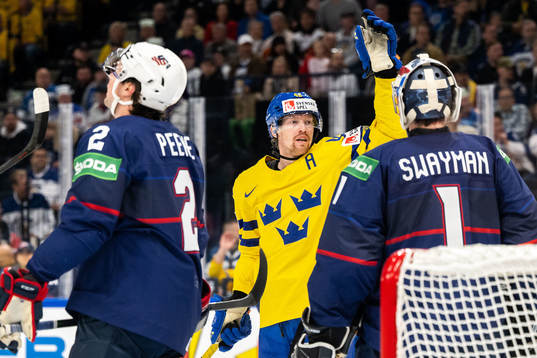 Joakim Nordström of Sweden celebrates a disallowed goal