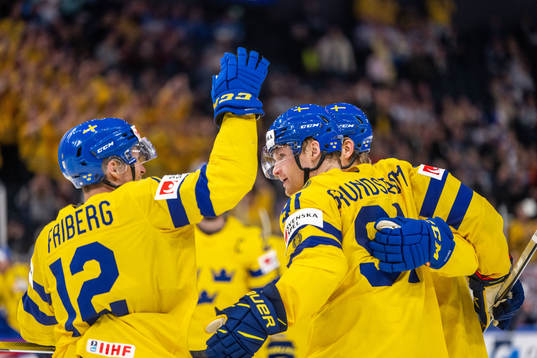 Carl Grundström of Sweden celebrates 1-2 which later is