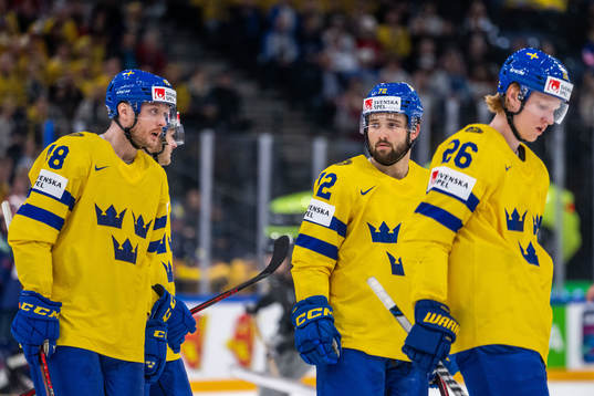Carl Klingberg, Emil Bemström and Rasmus Dahlin of Sweden