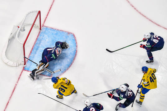 Carl Grundström of Sweden scores 1-2 which later is