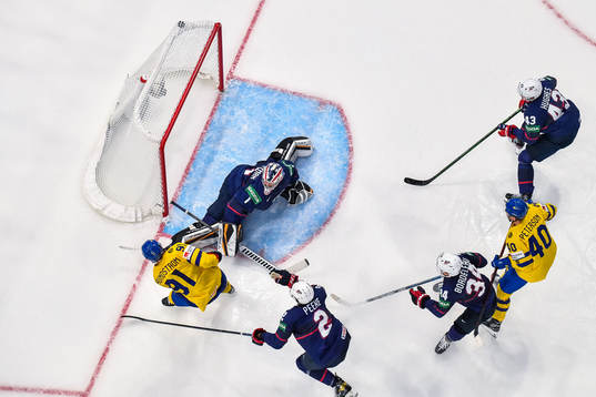 Carl Grundström of Sweden scores 1-2 which later is