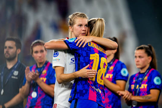 Ada Hegerberg of Lyon and Ana-Maria Crnogorcevic of