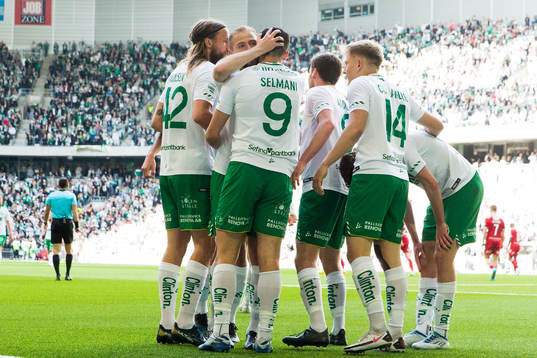Hammarbys Björn Paulsen och Dennis Collander  jublar
