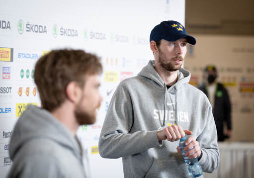 Oskar Lang  and Marcus Pettersson at the mixed zone