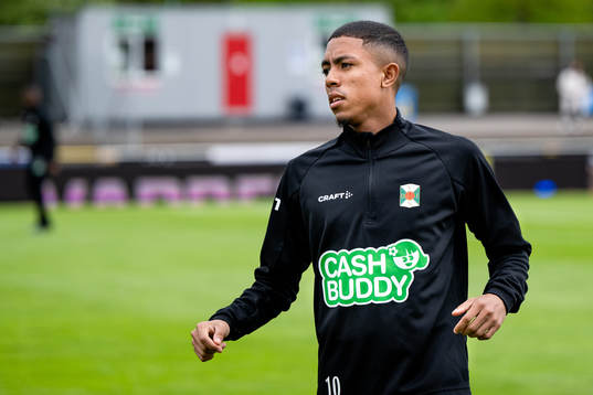 Varbergs Teshreeq Matthews före fotbollsmatchen i