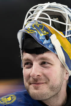 Goaltender Linus Ullmark of Sweden