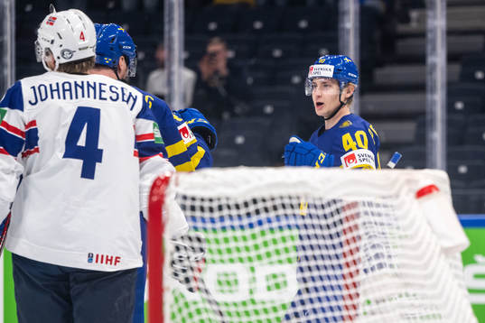 Jacob Peterson of Sweden celebrates 1-0