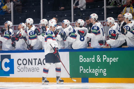 Tobias Fladeby of Norway celebrates 5-1