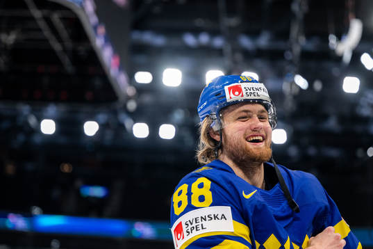 William Nylander of Sweden celebrates