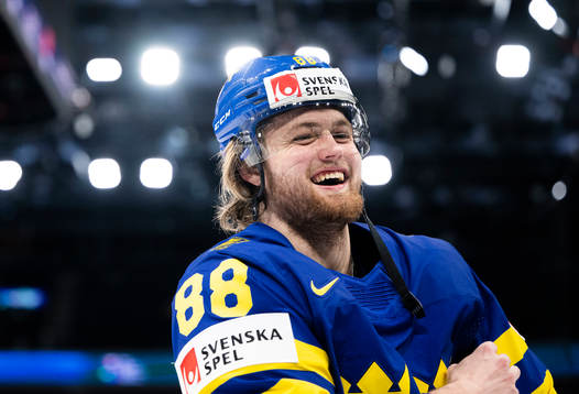 William Nylander of Sweden celebrates