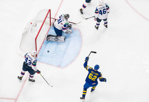 Joel Kellman of Sweden celebrate a goal