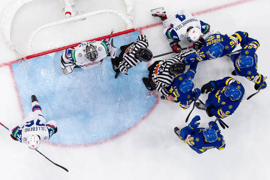 Max Friberg of Sweden celebrate with teammates