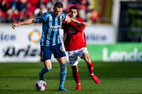 Djurgårdens Piotr Johansson och Kalmars Noah Shamoun