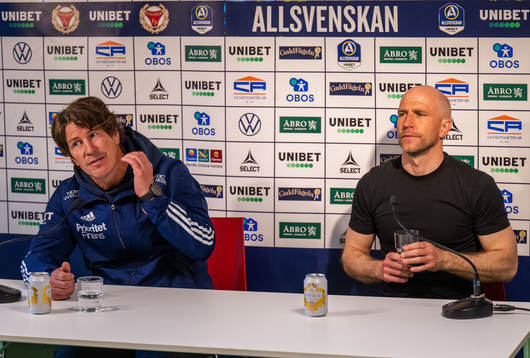 Djurgårdens tränare Thomas Lagerlöf och Kalmars tränare