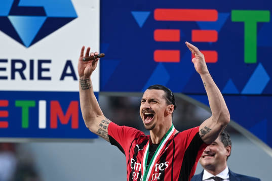 Zlatan Ibrahimovic of Milan celebrates
