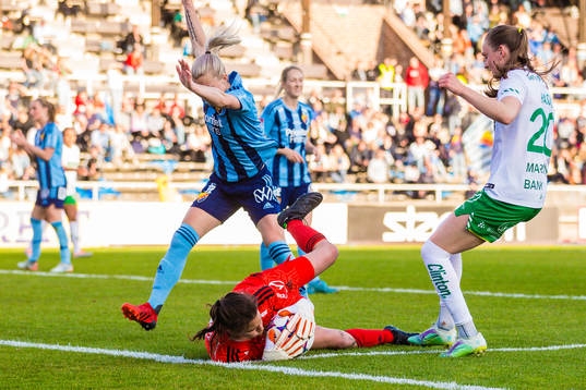Djurgårdens målvakt Kelsey Daugherty och Emelie Lövgren