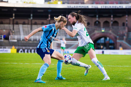 Djurgårdens Emelie Lövgren och Hammarbys Vilde Hasund