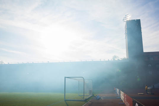 Stockholms stadion med rök