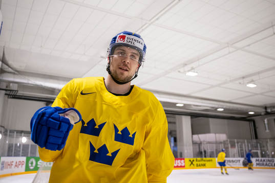 Henrik Tömmernes of Sweden celebrate a goal at a practice