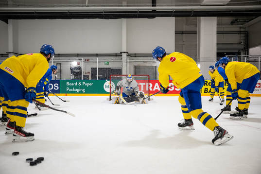Goaltender Linus Ullmark of Sweden at a practice session
