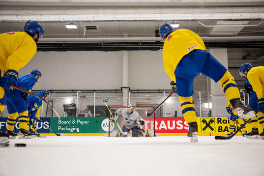 Goaltender Linus Ullmark of Sweden at a practice session