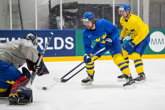 William Nylander and Joakim Nordström of Sweden at a