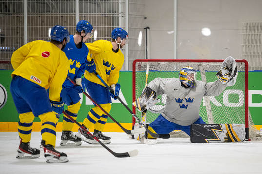 Goaltender Linus Ullmark of Sweden at a practice session