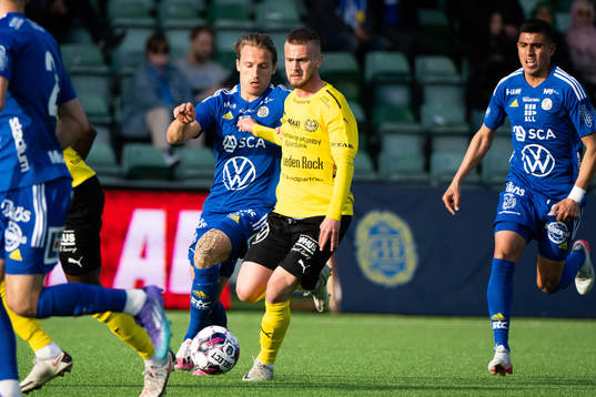 Sundsvalls Daniel Stensson och Mjällbys Albin Mörfelt