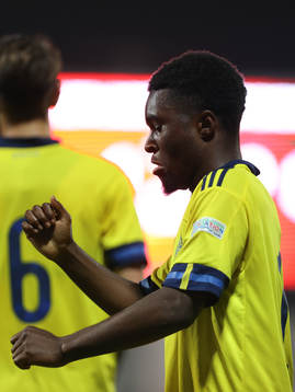 Jardell Kanga of Sweden celebrates