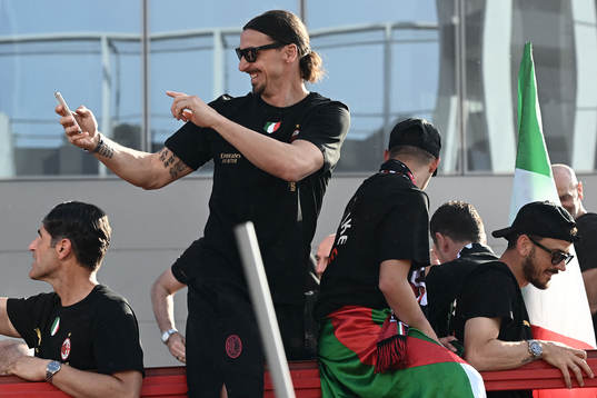 Zlatan Ibrahimovic of Milan celebrates
