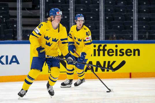 Rasmus Dahlin and Jacob Peterson of Sweden