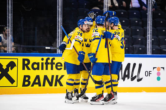William Nylander of Sweden celebrates