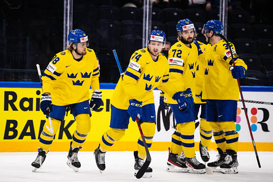 William Nylander of Sweden celebrates