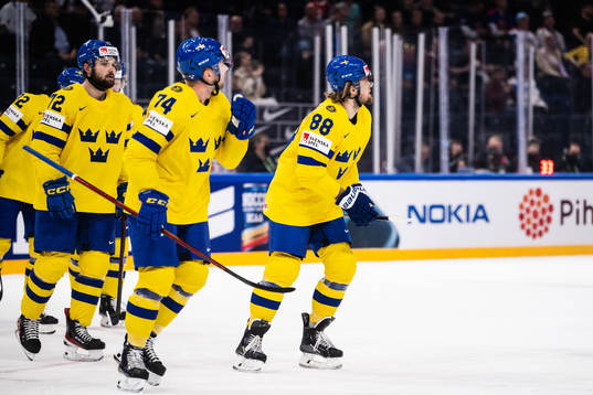 William Nylander of Sweden celebrates