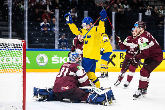 Rasmus Asplund of Sweden celebrates