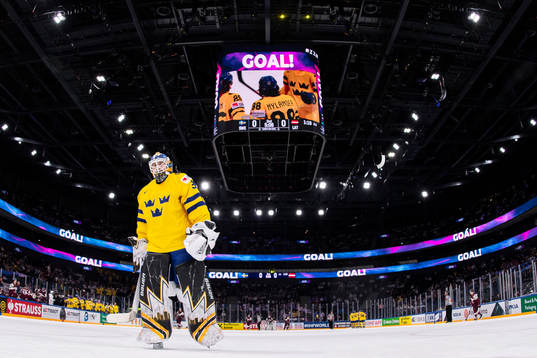 Goaltender Linus Ullmark of Sweden when William Nylander