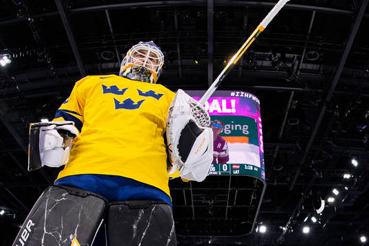 Goaltender Linus Ullmark of Sweden when William Nylander