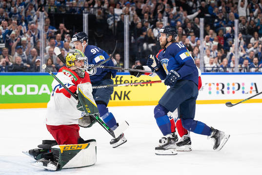 Joel Armia of Finland celebrates the 1-0 goal